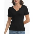 thumbnail image 1 of Long Sleeve Shirts for Women Basic Casual V Neck Tops Ribbed Slim Fitted Blouse, 1 of 6