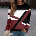thumbnail image 1 of Women's Black and White Striped Long Sleeve Shirt, Casual Round Neck Blouse Tops, Printed Sweatshirt Style Blouse for Women, 1 of 5