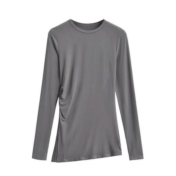 Long Sleeve Shirts for Women Business Casual Tops Fall Fashion Clothes Workout Lightweight Teacher Winter Outfits Dark Gray S