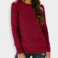 thumbnail image 1 of Long Sleeve Shirts for Women Casual Soft Crewneck Basic Tee Tops Spring Outfit Clothes Wine L, 1 of 6