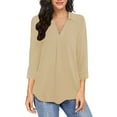 thumbnail image 1 of Long Sleeve Shirts for Women Fashion Woman V Neck Three Quarter 3/4Sleeve T Shirt Blouse Tops Sweatshirt, 1 of 5