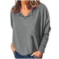 thumbnail image 1 of Long Sleeve Shirts for Women Long Sleeve Shirts for Women Cotton Fashion V-neck Long Sleeve Button Top Sweater, 1 of 6