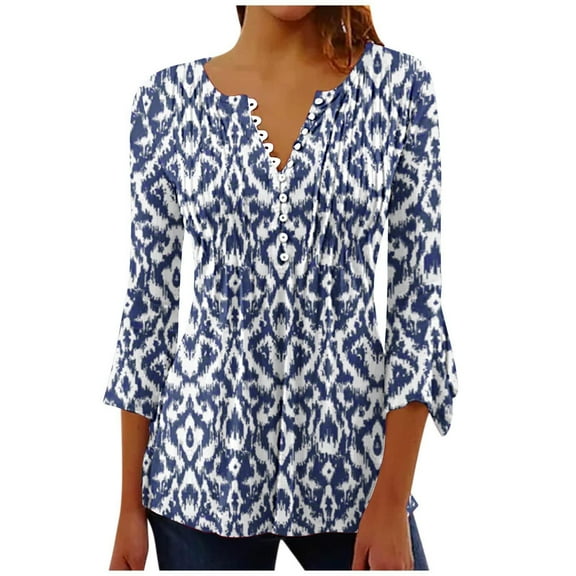 Long Sleeve Shirts for Women Women Fashion Printed Casual-Neck Short Sleeve Loose T-Shirt Blouse