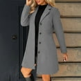 thumbnail image 1 of Long Sleeve Shirts for Women Coats For Women Wool Blend Thicken Stand Collar Single Breasted Trench Coat Fashion A Line Fall Winter Jackets Grey, 1 of 9