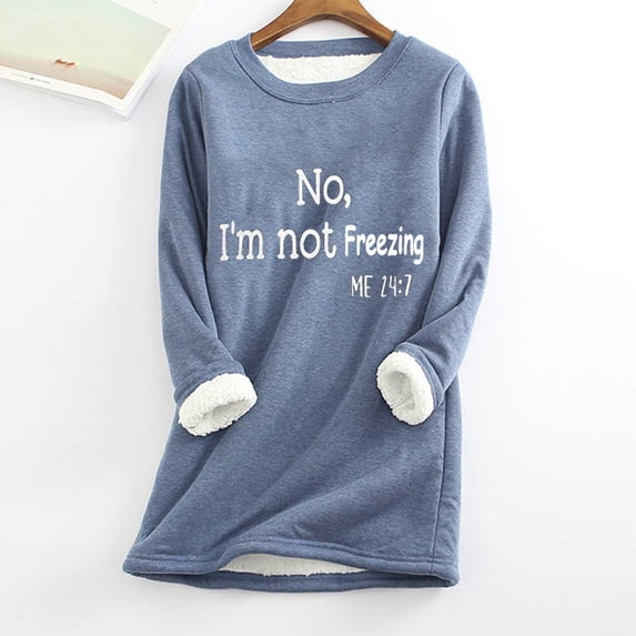 Long Sleeve Shirts for Women, Cold Sweatshirts for Women Crew Neck Sherpa Lined Pullover Long Sleeve Tops Winter Warm Fleece Lounge Wear