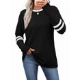 thumbnail image 1 of Long Sleeve Shirts for Women Color Block Casual Tops Fall Outfits Basic Tees Trendy Clothes Black XXL, 1 of 6