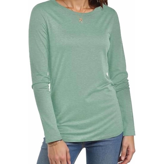 Long Sleeve Shirts for Women Crew Neck Basic Tee Fashion Womens Tops