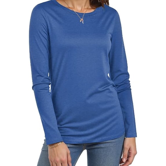 Long Sleeve Shirts for Women Crew Neck Basic Tee Fashion Womens Tops