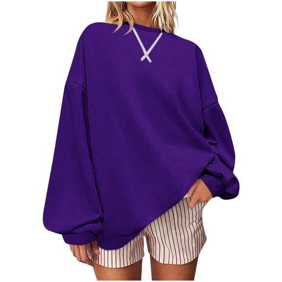 Long Sleeve Shirts for Women Crew Neck Printing Long Sleeve Colorblock Pullover Casual Loose Sports Shirt Long Sleeve Loose Fit Tops Fashion 2026