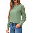 thumbnail image 1 of Long Sleeve Shirts for Women Dressy Casual Lace Tops 2025 Fall Outfits T-Shirts Work Clothes Light Green M, 1 of 6