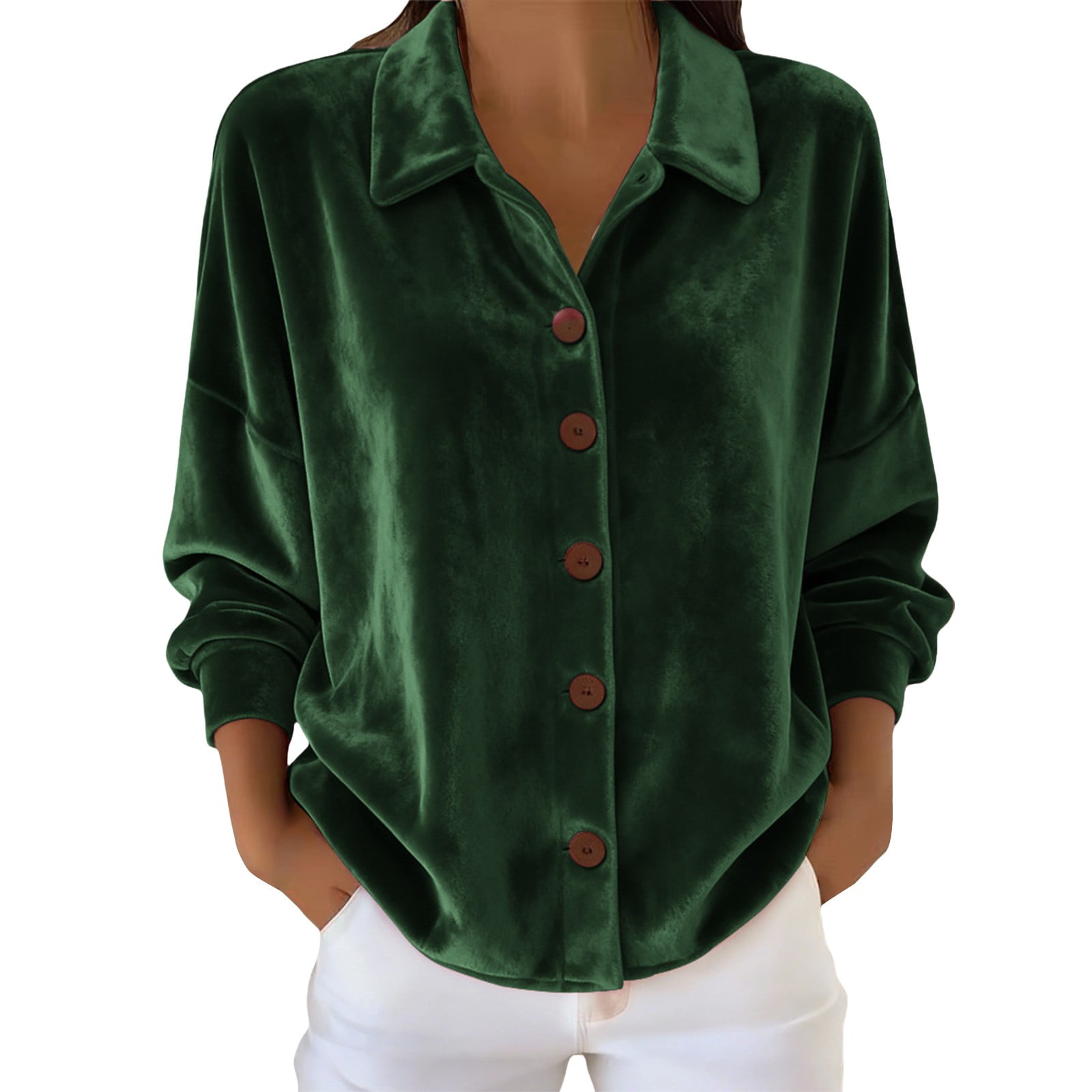 Long Sleeve Shirts for Women, Duoif Women's Casual Velvet Cardigan with ...