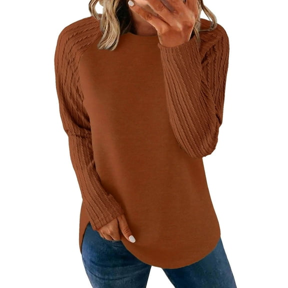 Long Sleeve Shirts for Women Early Fall Fashion Casual Tunic Womens Tops Crew Neck Pullover Sweatshirt Spring Clothes