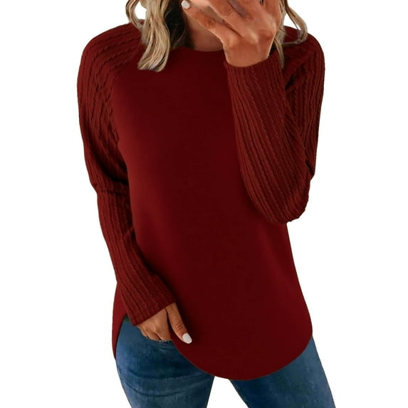 Long Sleeve Shirts for Women Early Fall Fashion Casual Tunic Womens Tops Crew Neck Pullover Sweatshirt Spring Clothes