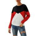 thumbnail image 1 of Long Sleeve Shirts for Women Fall Fashion Clothes Color Block Patchwork Casual Sweatshirts Crewneck Pullover Blouse, 1 of 7