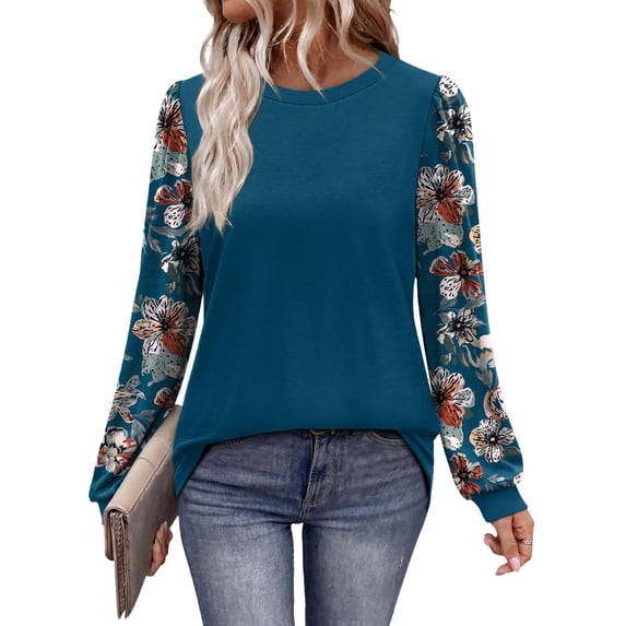 Long Sleeve Shirts for Women Fall Fashion Tops Crew Neck Lightweight Casual Pullover Fall Layering Top 2XL