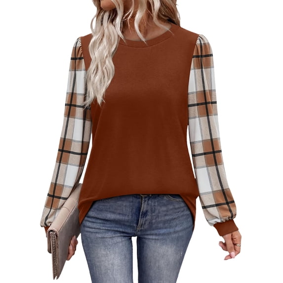 Long Sleeve Shirts for Women Fall Fashion Tops Crew Neck Lightweight Casual Pullover Fall Layering Top XL