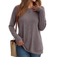 thumbnail image 1 of Long Sleeve Shirts for Women Fall Outfit Fashion Casual T Shirt Round Neck Basic Loose Tunic Tops, 1 of 6