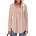 thumbnail image 1 of Long Sleeve Shirts for Women Fall Outfits Crew Neck Casual Tunic Tops Trendy Blouses Fashion Clothing Light Pink L, 1 of 6