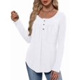 thumbnail image 1 of Long Sleeve Shirts for Women Fall Outfits Crew Neck Casual Tunic Tops Trendy Blouses Fashion Clothing White XXL, 1 of 6