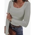 thumbnail image 1 of Long Sleeve Shirts for Women Fall Outfits Knit Tops Scoop Neck Slim Fit Basic Tee, 1 of 6
