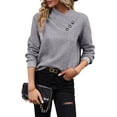 thumbnail image 1 of Long Sleeve Shirts for Women Fall Outfits V Neck T Shirts Button Down Tunic Tops Fashion Clothing Light Gray XL, 1 of 10