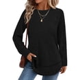 thumbnail image 1 of Long Sleeve Shirts for Women Fall Sweaters Casual Tunic Tops Loose Fit Winter Clothing Black XXL, 1 of 7
