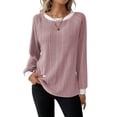 thumbnail image 1 of Long Sleeve Shirts for Women Fall Tops Lightweight Clothing Trendy Winter Clothes Tunic Crew Neck,S,Pink, 1 of 7