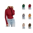 thumbnail image 1 of Long Sleeve Shirts for Women Fall Winter Basic Undershirt Turtleneck Slim Fit Plain Blouse Tunic Tops, 1 of 6