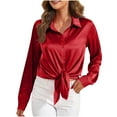 thumbnail image 1 of Long Sleeve Shirts for Women Graphic Print Satin Blouse Shirts Loose Fit Elegant Party Tunic Tops for Women Casual Tshirt Office Work Tee Shirt, 1 of 1