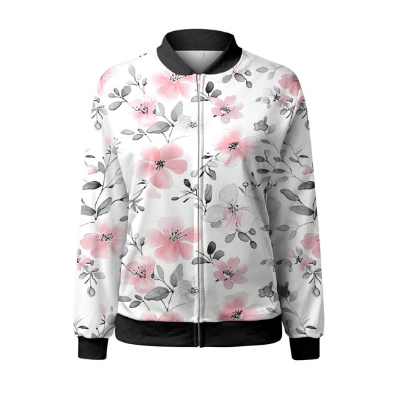 Long Sleeve Shirts for Women Hemlock Autumn And Winter Printed Zipper Jacket Sweatshirt