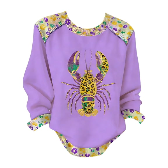 Long Sleeve Shirts for Women Hemlock Crawfish Print Sweatshirt Leopard Lobster Hoodie Sweatshirt