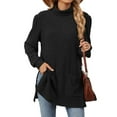 thumbnail image 1 of Long Sleeve Shirts for Women High Neck Casual Tunic Tops Black S, 1 of 8