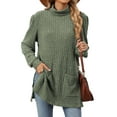 thumbnail image 1 of Long Sleeve Shirts for Women High Neck Casual Tunic Tops  Green XL, 1 of 8
