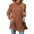 thumbnail image 1 of Long Sleeve Shirts for Women High Neck Casual Tunic Tops Orange Red XXL, 1 of 8