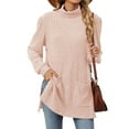 thumbnail image 1 of Long Sleeve Shirts for Women High Neck Casual Tunic Tops Pink M, 1 of 8
