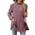 thumbnail image 1 of Long Sleeve Shirts for Women High Neck Casual Tunic Tops  Red S, 1 of 8