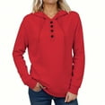 thumbnail image 1 of Long Sleeve Shirts for Women, Hooded Sweatshirt for Women Long Sleeve Button Up Henley Neck Lightweight Sweatshirts Casual Loose Pullover Hoodies, 1 of 4