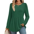 thumbnail image 1 of Long Sleeve Shirts for Women Lightweight Sweaters Fall Outfits Winter Clothing Casual Dark Green L, 1 of 3