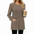 thumbnail image 1 of Long Sleeve Shirts for Women Long Sweaters with Pockets Tunic Tops Loose Fit Coffee S, 1 of 3