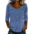 thumbnail image 1 of Long Sleeve Shirts for Women Loose Fit Pleated Cuff Western Print Button Down Long Sleeve Blouse Shirts Tops, 1 of 6