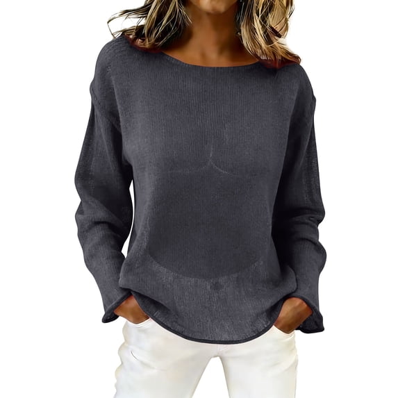 Long Sleeve Shirts for Women Mesh Long Sleeve Tops Boat Neck See Through Lightweight Sweater Crochet Knit Tops Womens Shirts
