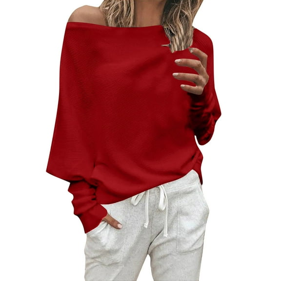 Long Sleeve Shirts for Women Off Shoulder Solid Color Soft Basic Tops Fashion Y2k Tees