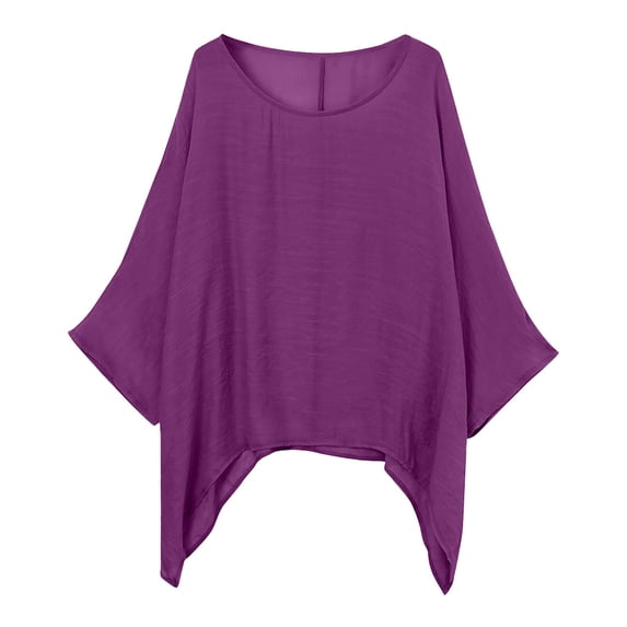 Long Sleeve Shirts for Women Plus Size Loose Casual Cotton 3/4 Sleeve Fashion T Shirt Tops