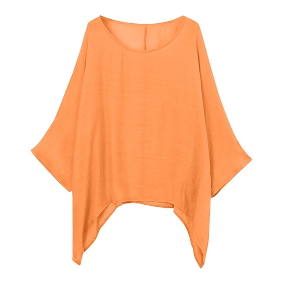 Long Sleeve Shirts for Women Plus Size Loose Casual Cotton 3/4 Sleeve Fashion T Shirt Tops