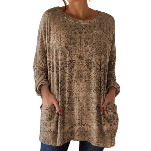 Long Sleeve Shirts for Women Pocketed Long Sleeve Casual Legging Match Work Blouse Womens Shirts Dressy Casual Khaki L