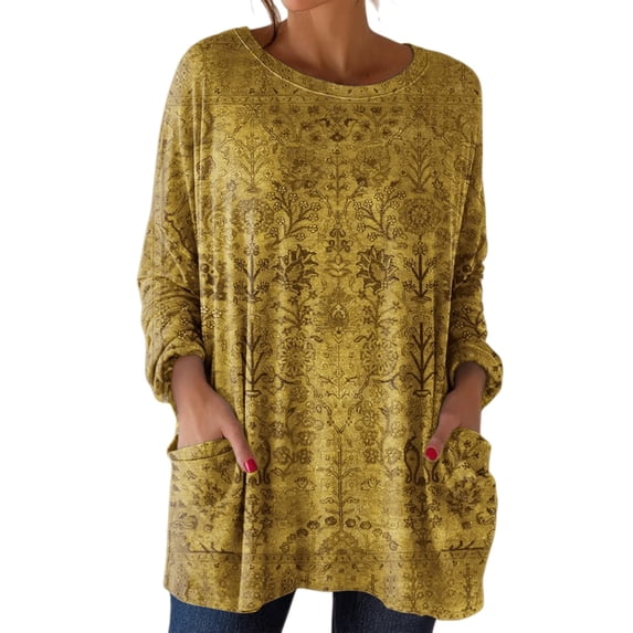 Long Sleeve Shirts for Women Pocketed Long Sleeve Casual Legging Match Work Blouse Womens Shirts Dressy Casual Yellow L
