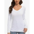 thumbnail image 1 of Women's Long Sleeve V-Neck T-Shirt - Fitted Basic Tee, Stretchy Sexy Tight Top, Solid Casual Shirt, 1 of 6