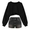 thumbnail image 1 of Long Sleeve Shirts for Women Solid Color Round Neck Long Sleeve Short Women's Sweatshirt Womens Fashion Top Shirts, 1 of 6