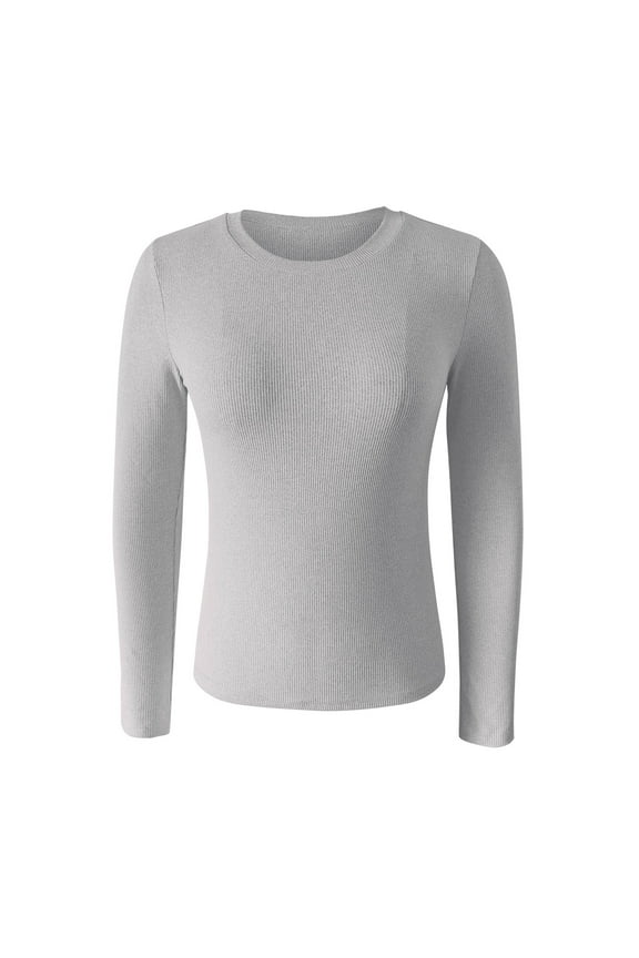 Long Sleeve Shirts for Women Spring And Summer Pure Color Stripes High Elastic Long Sleeved Undershirt Top Long Sleeve Tops