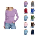 thumbnail image 1 of Long Sleeve Shirts for Women Spring Fall Slim Fit Ribbed Stretchy Crewneck Plain Basic Shirt Blouse Womens Undershirts, 1 of 6